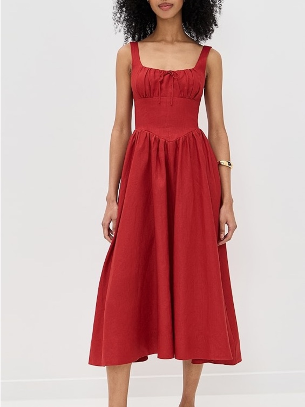 Reformation Balia Linen Dress in Sun-dried Tomato